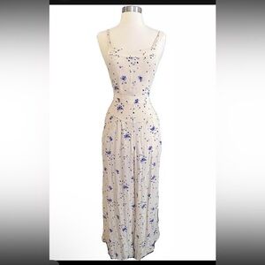 Free People Cream and Blue Floral Dress